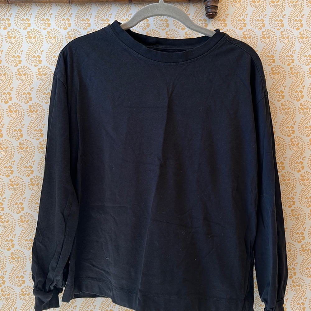 Organic cotton long - sleeve everlane tee; black